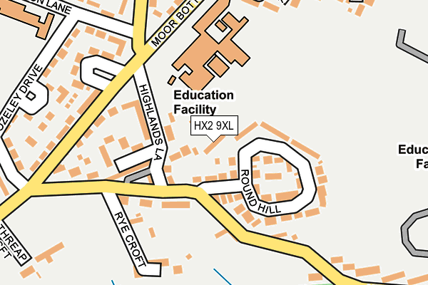 HX2 9XL map - OS OpenMap – Local (Ordnance Survey) HX2 9XL map - OS OpenMap – Local (Ordnance Survey)