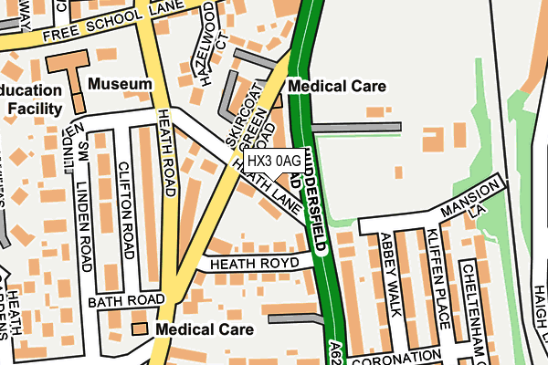 HX3 0AG map - OS OpenMap – Local (Ordnance Survey) HX3 0AG map - OS OpenMap – Local (Ordnance Survey)