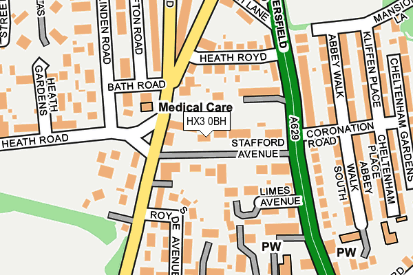 HX3 0BH map - OS OpenMap – Local (Ordnance Survey) HX3 0BH map - OS OpenMap – Local (Ordnance Survey)