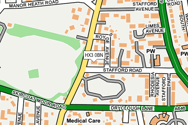 HX3 0BN map - OS OpenMap – Local (Ordnance Survey) HX3 0BN map - OS OpenMap – Local (Ordnance Survey)