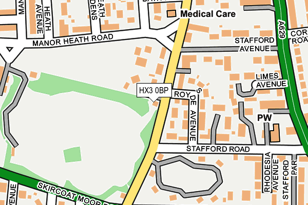 HX3 0BP map - OS OpenMap – Local (Ordnance Survey) HX3 0BP map - OS OpenMap – Local (Ordnance Survey)