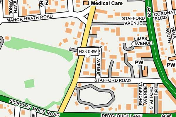 HX3 0BW map - OS OpenMap – Local (Ordnance Survey) HX3 0BW map - OS OpenMap – Local (Ordnance Survey)