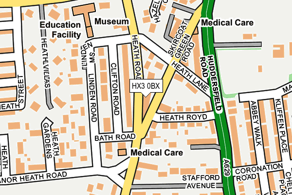 HX3 0BX map - OS OpenMap – Local (Ordnance Survey) HX3 0BX map - OS OpenMap – Local (Ordnance Survey)