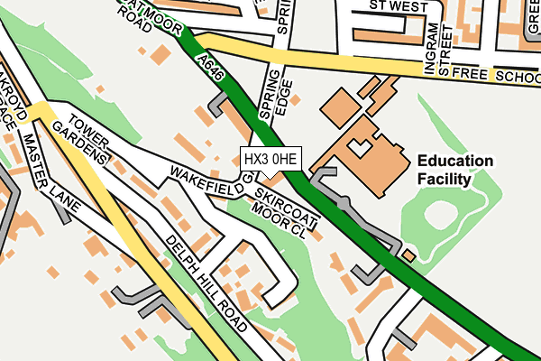 HX3 0HE map - OS OpenMap – Local (Ordnance Survey) HX3 0HE map - OS OpenMap – Local (Ordnance Survey)