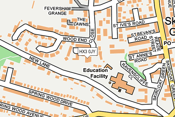 HX3 0JY map - OS OpenMap – Local (Ordnance Survey) HX3 0JY map - OS OpenMap – Local (Ordnance Survey)