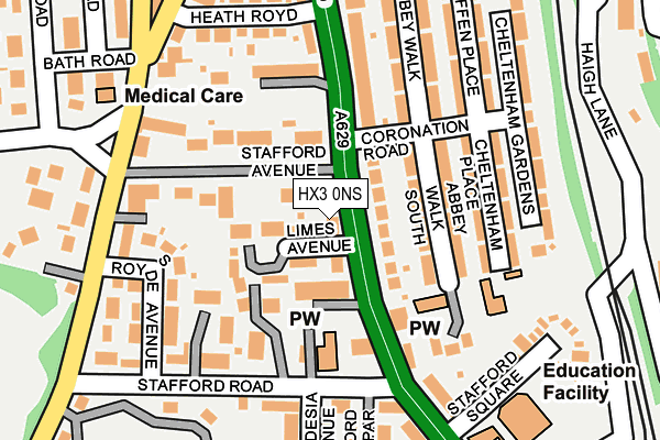 HX3 0NS map - OS OpenMap – Local (Ordnance Survey) HX3 0NS map - OS OpenMap – Local (Ordnance Survey)