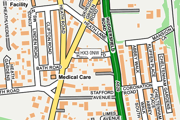 HX3 0NW map - OS OpenMap – Local (Ordnance Survey) HX3 0NW map - OS OpenMap – Local (Ordnance Survey)