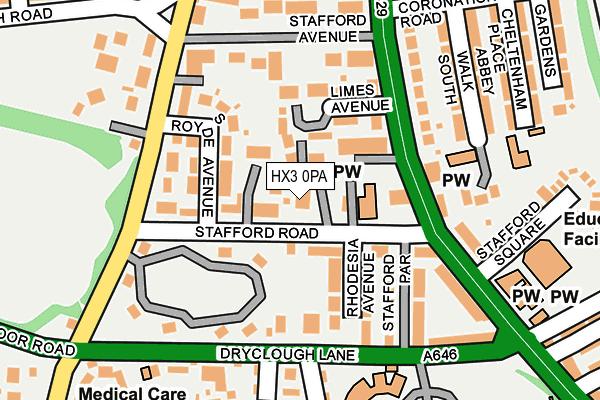 HX3 0PA map - OS OpenMap – Local (Ordnance Survey) HX3 0PA map - OS OpenMap – Local (Ordnance Survey)