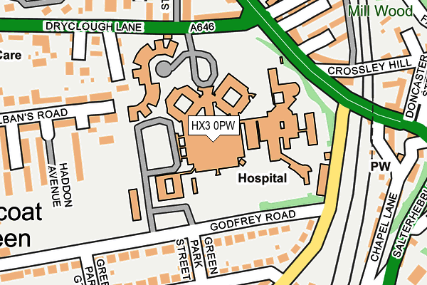 HX3 0PW map - OS OpenMap – Local (Ordnance Survey) HX3 0PW map - OS OpenMap – Local (Ordnance Survey)