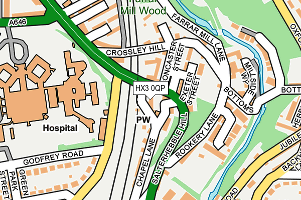 HX3 0QP map - OS OpenMap – Local (Ordnance Survey) HX3 0QP map - OS OpenMap – Local (Ordnance Survey)