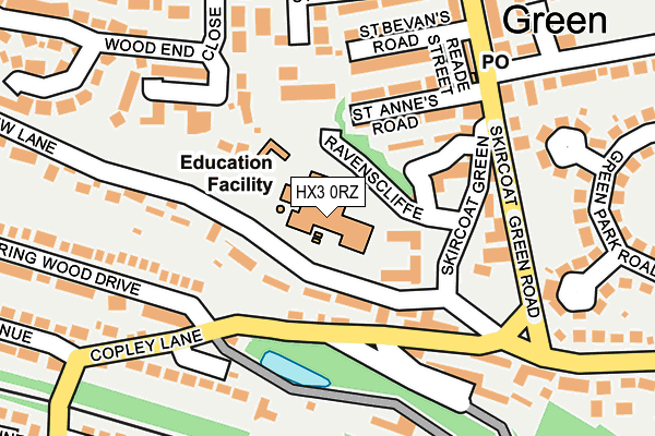 HX3 0RZ map - OS OpenMap – Local (Ordnance Survey) HX3 0RZ map - OS OpenMap – Local (Ordnance Survey)