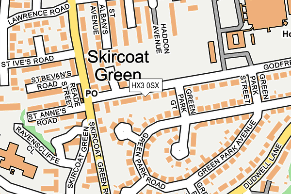 HX3 0SX map - OS OpenMap – Local (Ordnance Survey) HX3 0SX map - OS OpenMap – Local (Ordnance Survey)