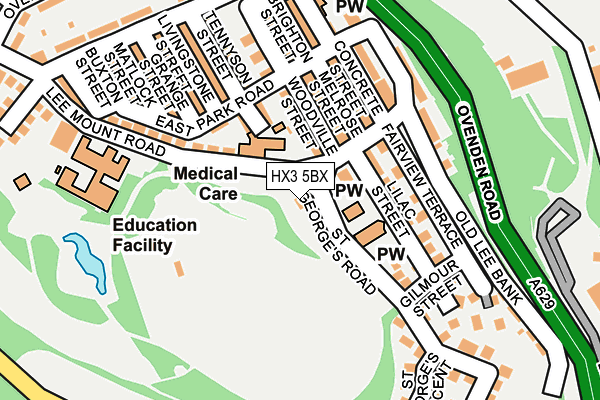 HX3 5BX map - OS OpenMap – Local (Ordnance Survey) HX3 5BX map - OS OpenMap – Local (Ordnance Survey)