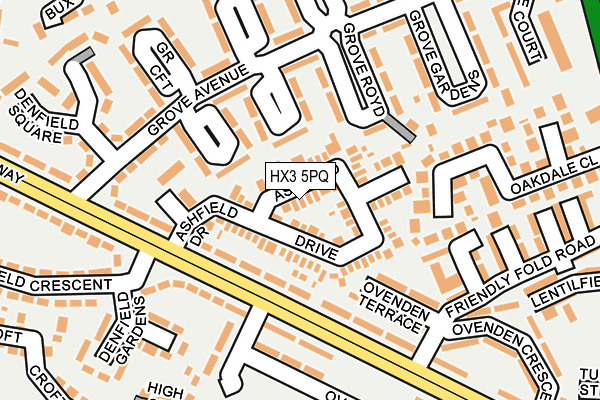 HX3 5PQ map - OS OpenMap – Local (Ordnance Survey) HX3 5PQ map - OS OpenMap – Local (Ordnance Survey)
