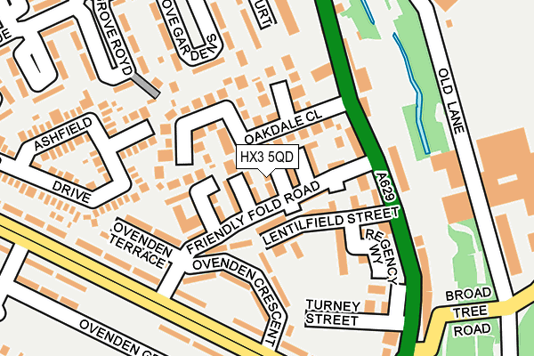 HX3 5QD map - OS OpenMap – Local (Ordnance Survey) HX3 5QD map - OS OpenMap – Local (Ordnance Survey)