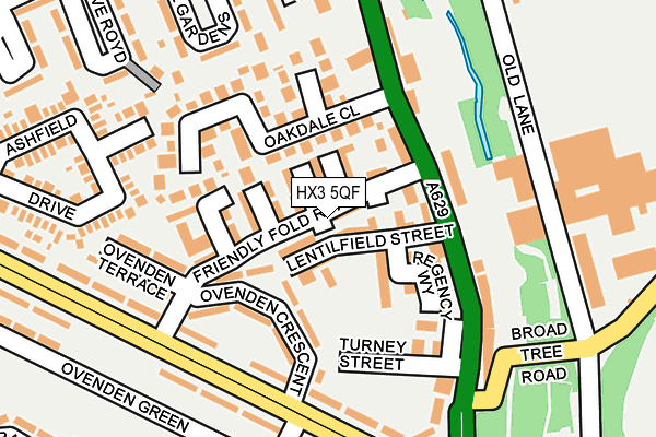 HX3 5QF map - OS OpenMap – Local (Ordnance Survey) HX3 5QF map - OS OpenMap – Local (Ordnance Survey)
