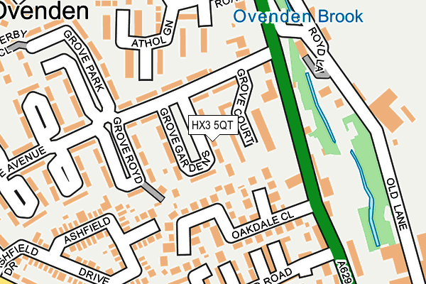 HX3 5QT map - OS OpenMap – Local (Ordnance Survey) HX3 5QT map - OS OpenMap – Local (Ordnance Survey)
