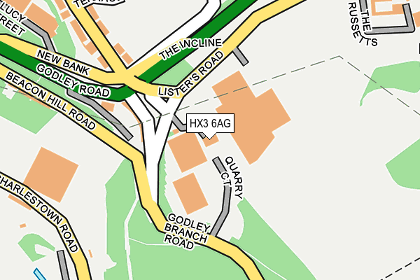 HX3 6AG map - OS OpenMap – Local (Ordnance Survey) HX3 6AG map - OS OpenMap – Local (Ordnance Survey)