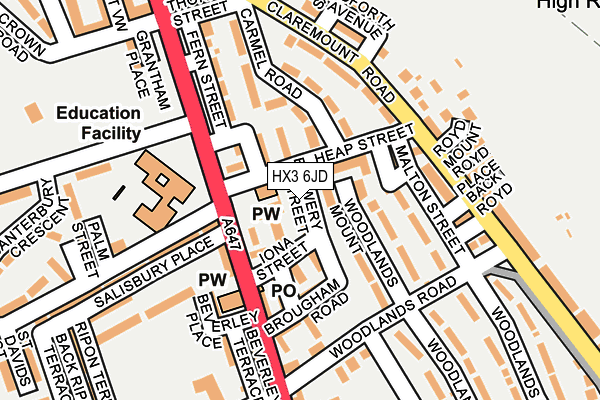 HX3 6JD map - OS OpenMap – Local (Ordnance Survey) HX3 6JD map - OS OpenMap – Local (Ordnance Survey)