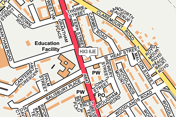HX3 6JE map - OS OpenMap – Local (Ordnance Survey) HX3 6JE map - OS OpenMap – Local (Ordnance Survey)