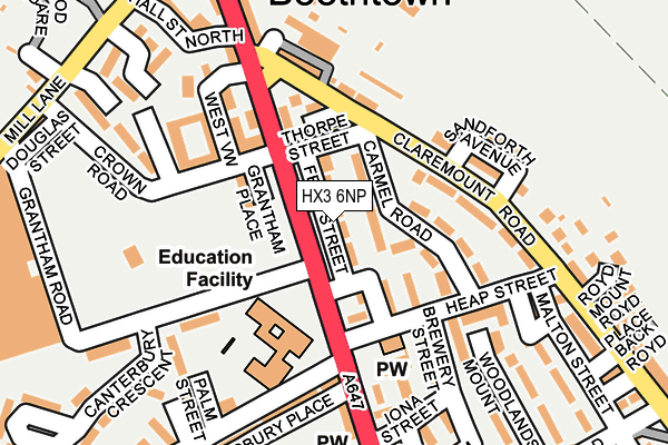 HX3 6NP map - OS OpenMap – Local (Ordnance Survey) HX3 6NP map - OS OpenMap – Local (Ordnance Survey)