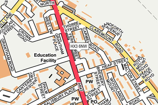 HX3 6NW map - OS OpenMap – Local (Ordnance Survey) HX3 6NW map - OS OpenMap – Local (Ordnance Survey)