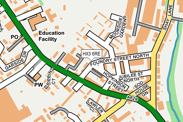 HX3 6RE map - OS OpenMap – Local (Ordnance Survey) HX3 6RE map - OS OpenMap – Local (Ordnance Survey)