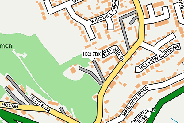 HX3 7BX map - OS OpenMap – Local (Ordnance Survey) HX3 7BX map - OS OpenMap – Local (Ordnance Survey)
