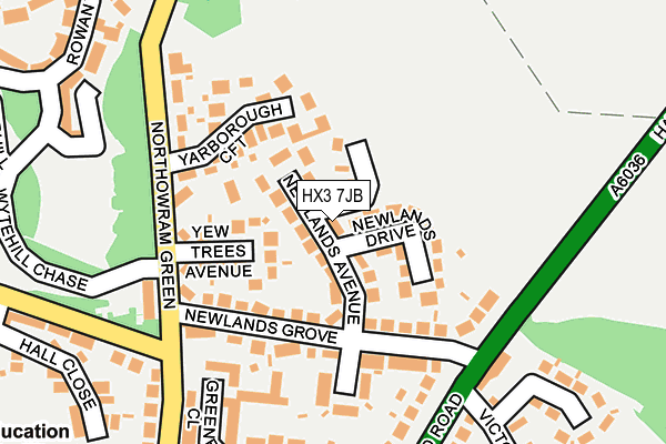 HX3 7JB map - OS OpenMap – Local (Ordnance Survey) HX3 7JB map - OS OpenMap – Local (Ordnance Survey)