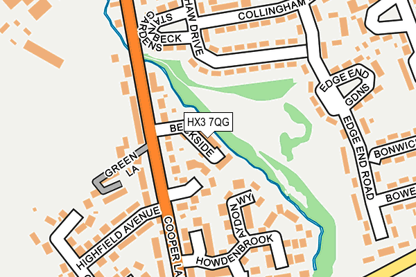 HX3 7QG map - OS OpenMap – Local (Ordnance Survey) HX3 7QG map - OS OpenMap – Local (Ordnance Survey)