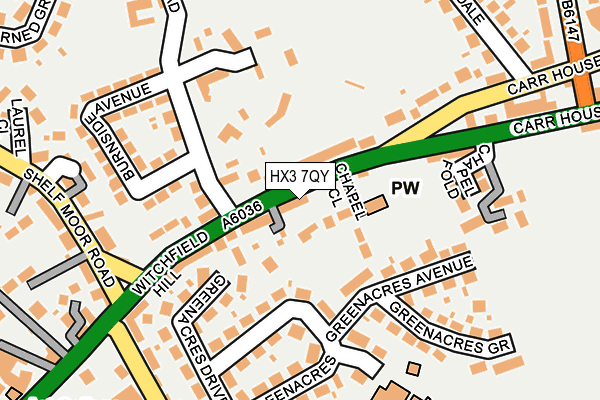 HX3 7QY map - OS OpenMap – Local (Ordnance Survey) HX3 7QY map - OS OpenMap – Local (Ordnance Survey)