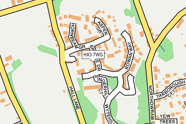 HX3 7WG map - OS OpenMap – Local (Ordnance Survey)