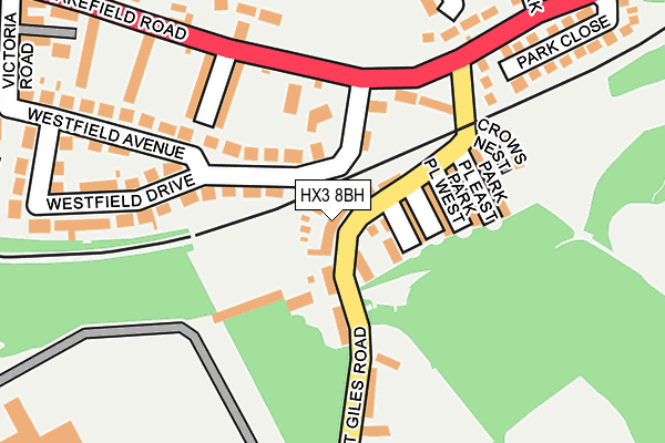 HX3 8BH map - OS OpenMap – Local (Ordnance Survey) HX3 8BH map - OS OpenMap – Local (Ordnance Survey)