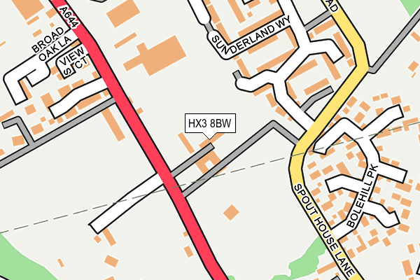 HX3 8BW map - OS OpenMap – Local (Ordnance Survey) HX3 8BW map - OS OpenMap – Local (Ordnance Survey)