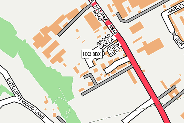 HX3 8BX map - OS OpenMap – Local (Ordnance Survey) HX3 8BX map - OS OpenMap – Local (Ordnance Survey)