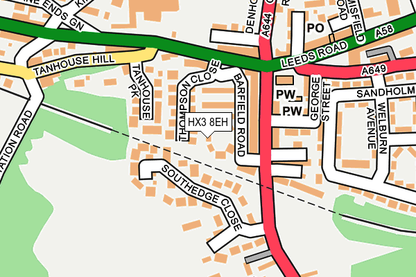 HX3 8EH map - OS OpenMap – Local (Ordnance Survey) HX3 8EH map - OS OpenMap – Local (Ordnance Survey)
