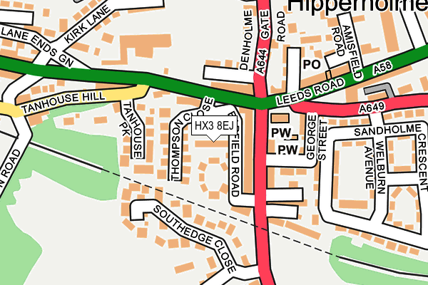 HX3 8EJ map - OS OpenMap – Local (Ordnance Survey) HX3 8EJ map - OS OpenMap – Local (Ordnance Survey)