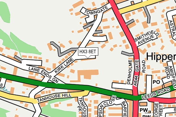 HX3 8ET map - OS OpenMap – Local (Ordnance Survey) HX3 8ET map - OS OpenMap – Local (Ordnance Survey)
