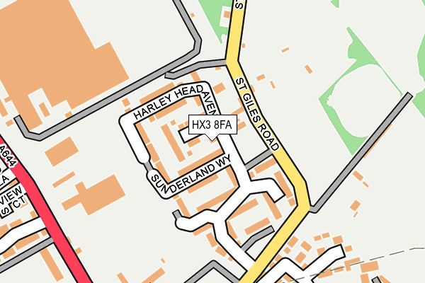 HX3 8FA map - OS OpenMap – Local (Ordnance Survey) HX3 8FA map - OS OpenMap – Local (Ordnance Survey)