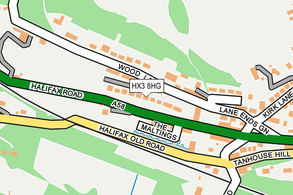 HX3 8HG map - OS OpenMap – Local (Ordnance Survey) HX3 8HG map - OS OpenMap – Local (Ordnance Survey)