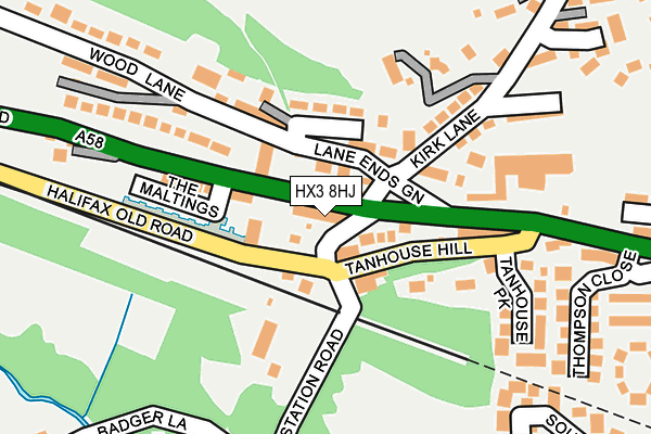 HX3 8HJ map - OS OpenMap – Local (Ordnance Survey) HX3 8HJ map - OS OpenMap – Local (Ordnance Survey)