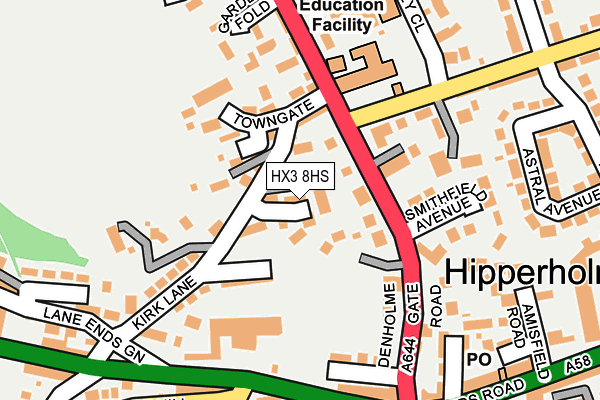 HX3 8HS map - OS OpenMap – Local (Ordnance Survey) HX3 8HS map - OS OpenMap – Local (Ordnance Survey)