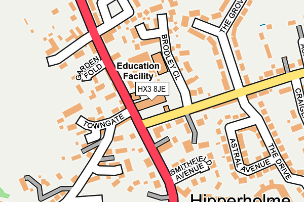 HX3 8JE map - OS OpenMap – Local (Ordnance Survey) HX3 8JE map - OS OpenMap – Local (Ordnance Survey)
