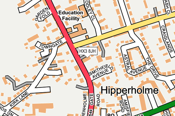 HX3 8JH map - OS OpenMap – Local (Ordnance Survey) HX3 8JH map - OS OpenMap – Local (Ordnance Survey)