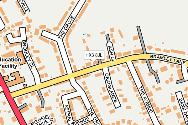 HX3 8JL map - OS OpenMap – Local (Ordnance Survey) HX3 8JL map - OS OpenMap – Local (Ordnance Survey)