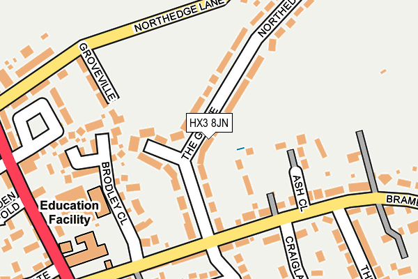 HX3 8JN map - OS OpenMap – Local (Ordnance Survey) HX3 8JN map - OS OpenMap – Local (Ordnance Survey)