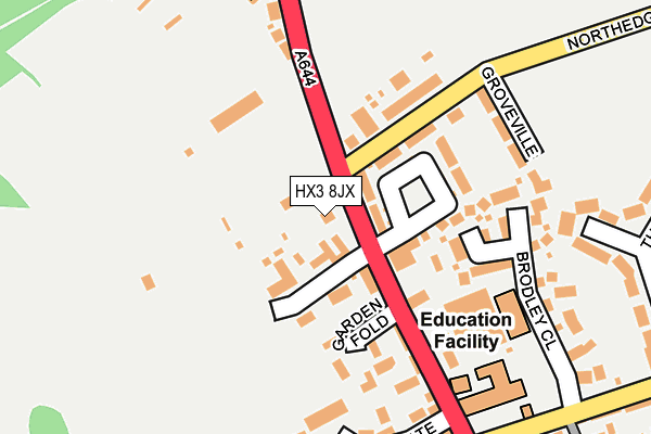 HX3 8JX map - OS OpenMap – Local (Ordnance Survey) HX3 8JX map - OS OpenMap – Local (Ordnance Survey)