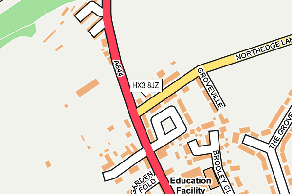 HX3 8JZ map - OS OpenMap – Local (Ordnance Survey) HX3 8JZ map - OS OpenMap – Local (Ordnance Survey)