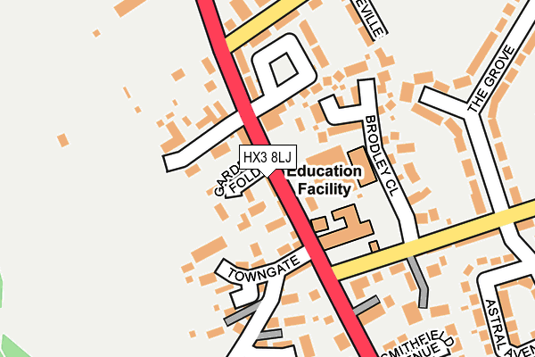 HX3 8LJ map - OS OpenMap – Local (Ordnance Survey)