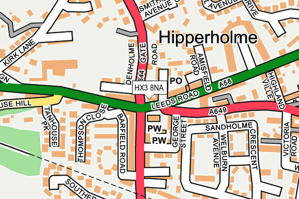 HX3 8NA map - OS OpenMap – Local (Ordnance Survey) HX3 8NA map - OS OpenMap – Local (Ordnance Survey)